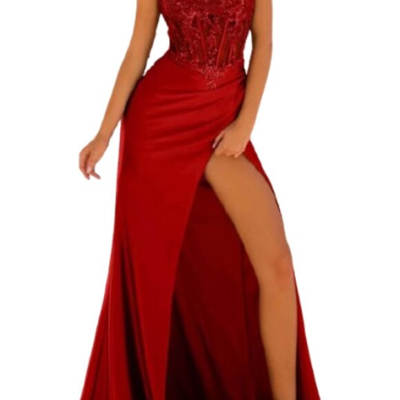 NWT Clarisse 810708 Applique Prom Dress Deep Red Size 2 - Picture 2 of 7
